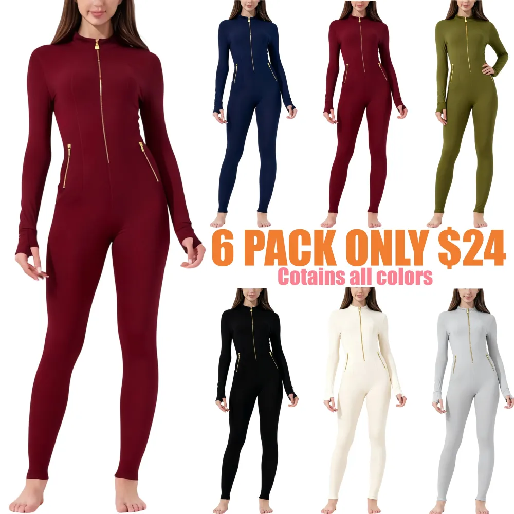 Women All-Season Zip Sports Yoga Jumpsuit
