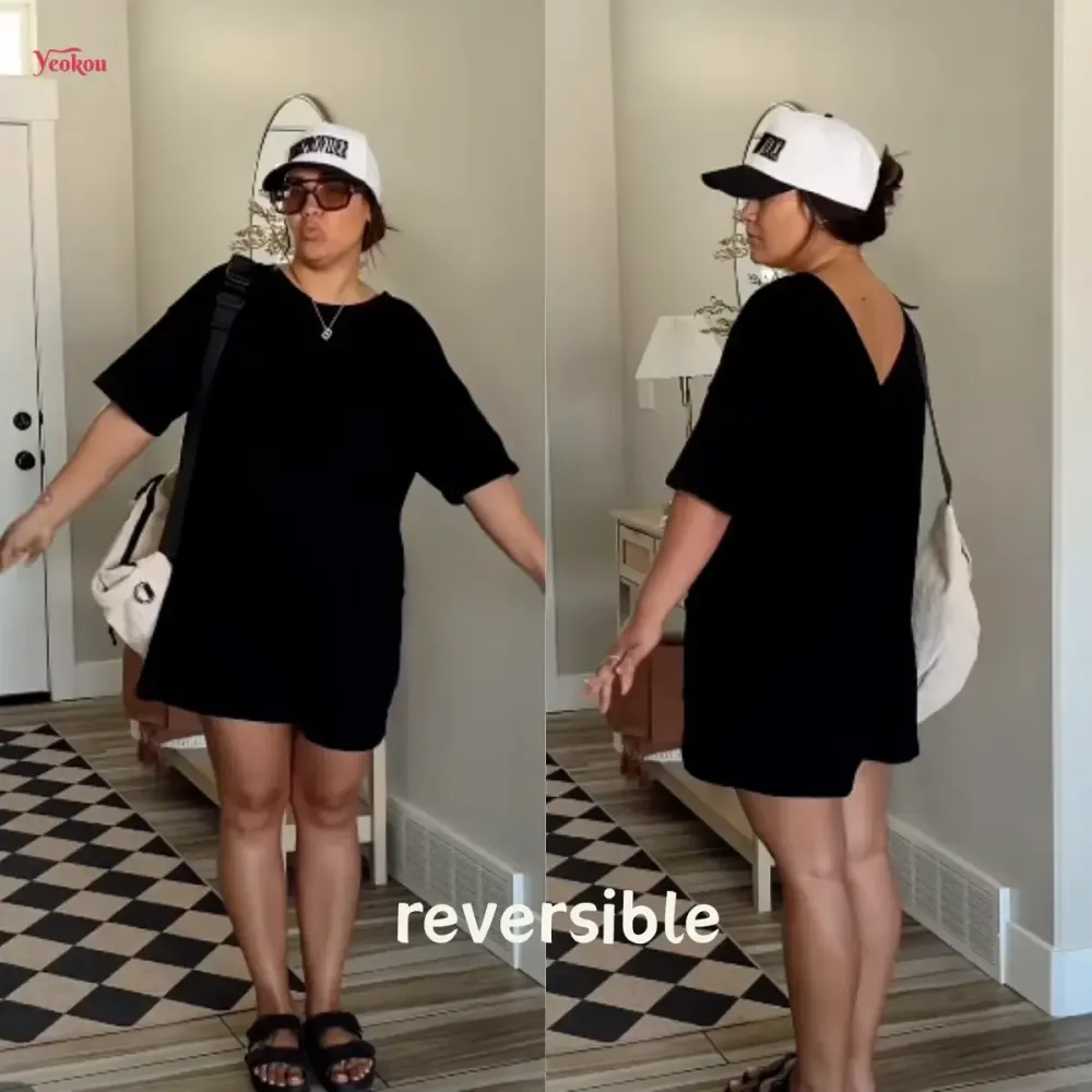 Women's Oversized Athletic Jumpsuit Casual Romper Overall Workout Tee Hot Short Romper