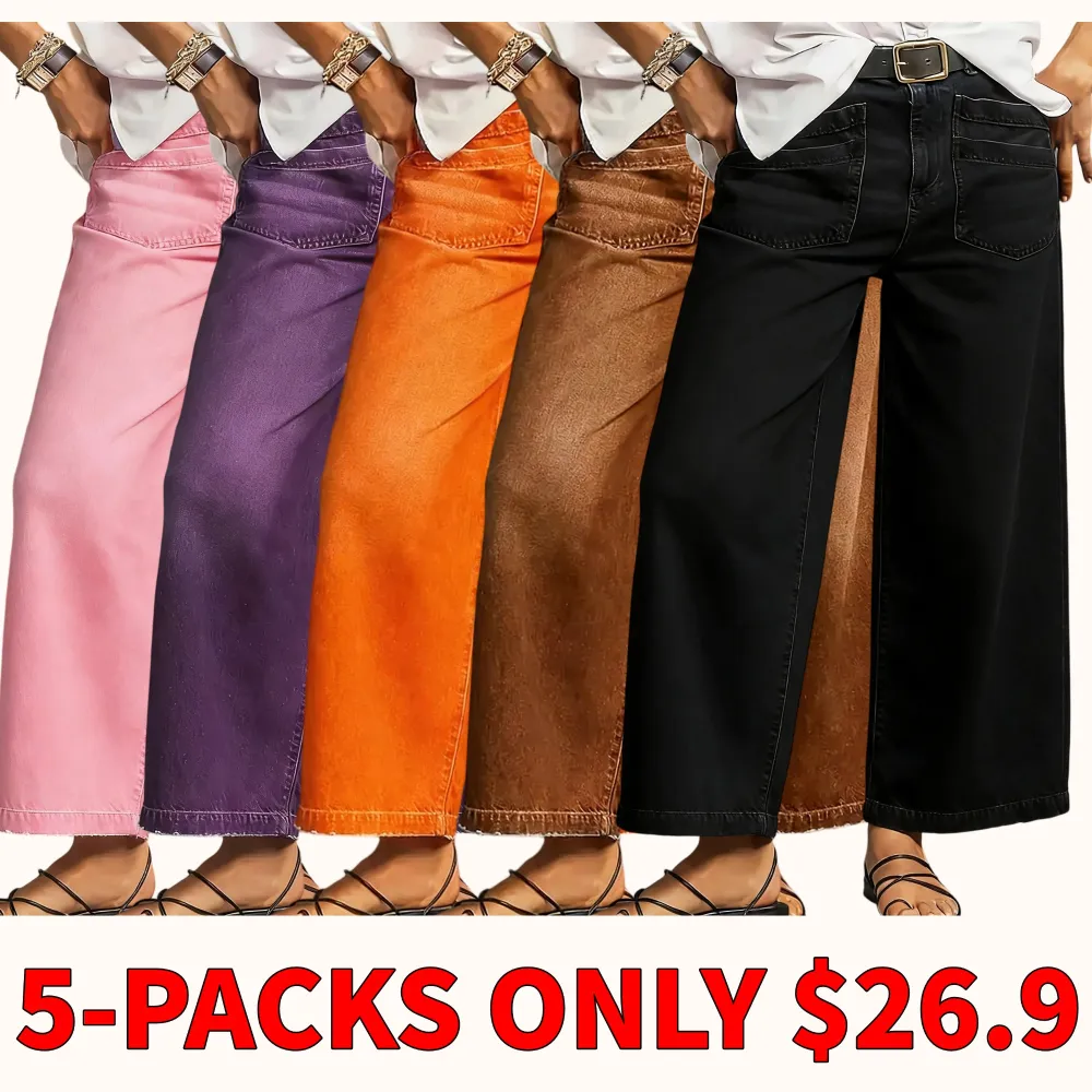 Wide-leg stretch denim jeans - comfortable, soft, and breathable.