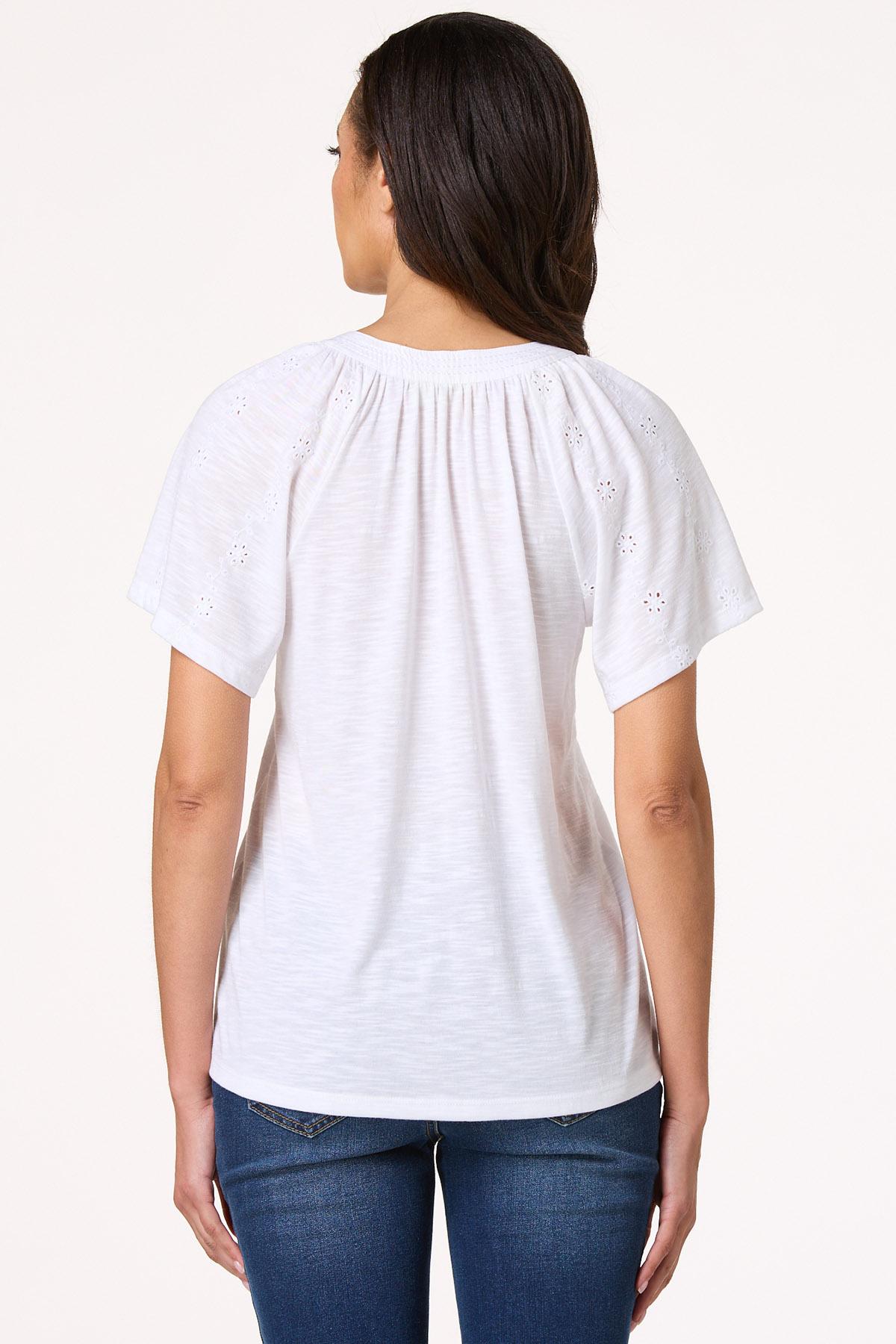 White Embroidered Eyelet Top