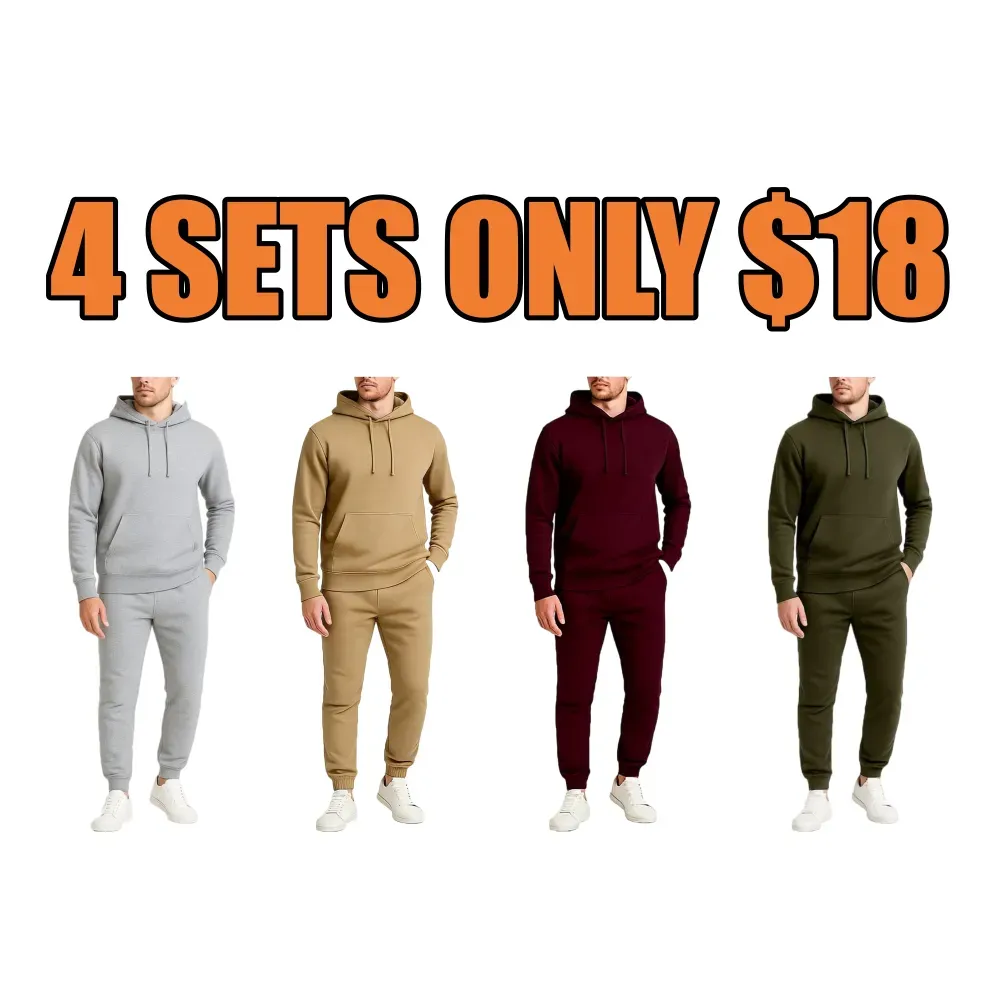 Men’s Fleece-Lined Pullover Hoodie & Jogger Sweatpants Set