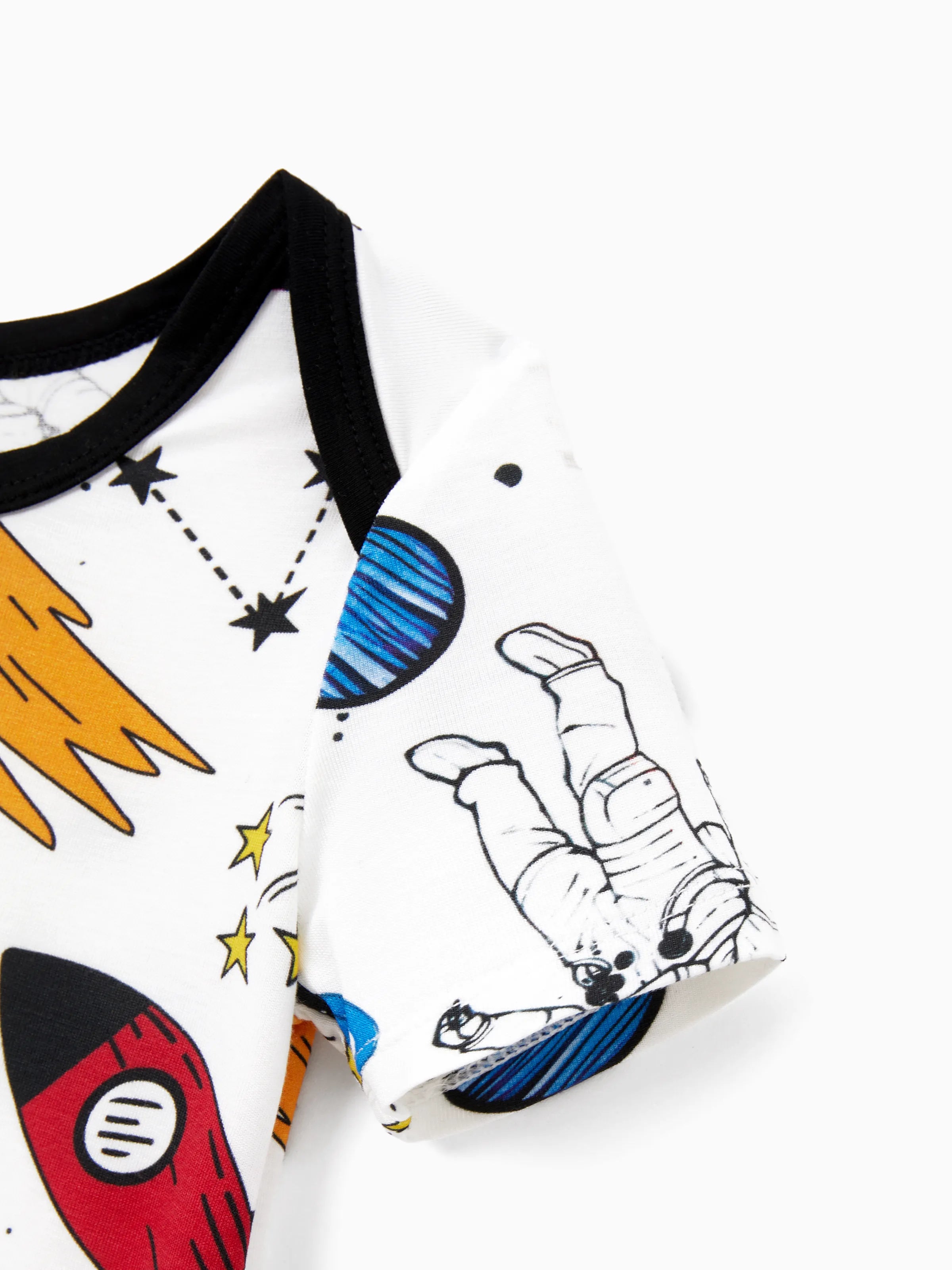 Bamboo Family Pajamas Space Theme Print Short-sleeve Matching Pajama set ( Snug-Fitting for Children ) White