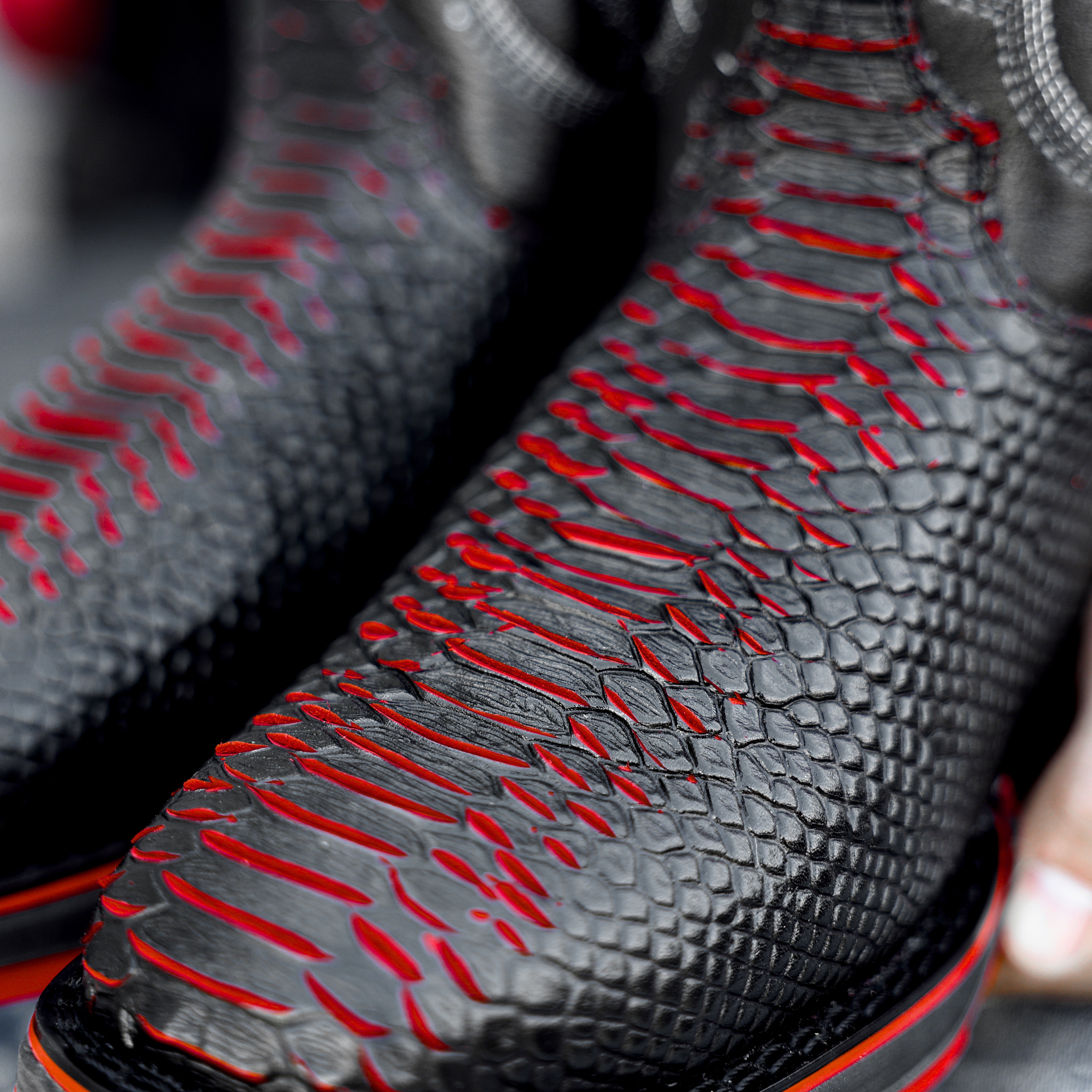 Black Cherry Python Leather Boots - Composite Toe