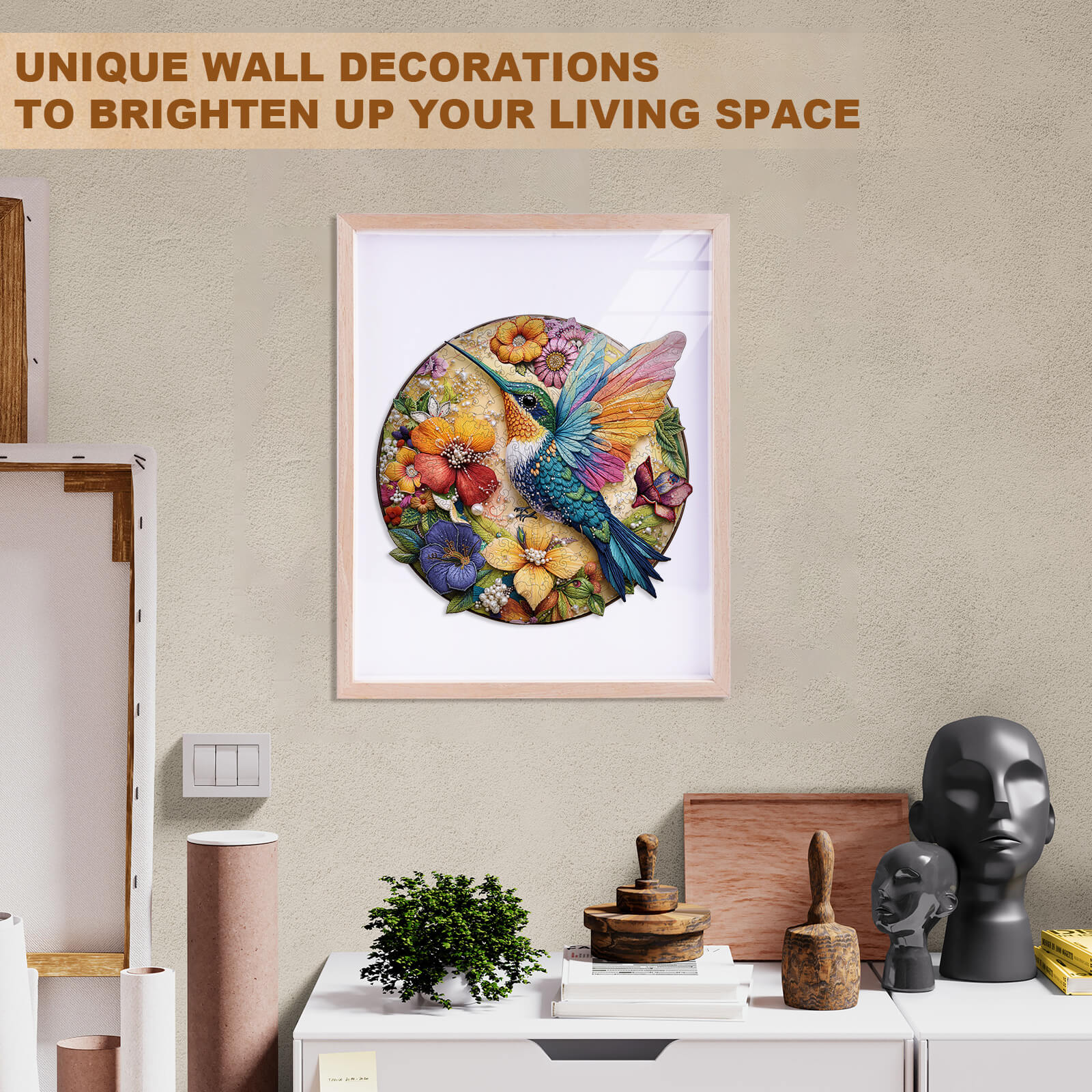 Hummingbird embroidery Wooden Jigsaw Puzzle