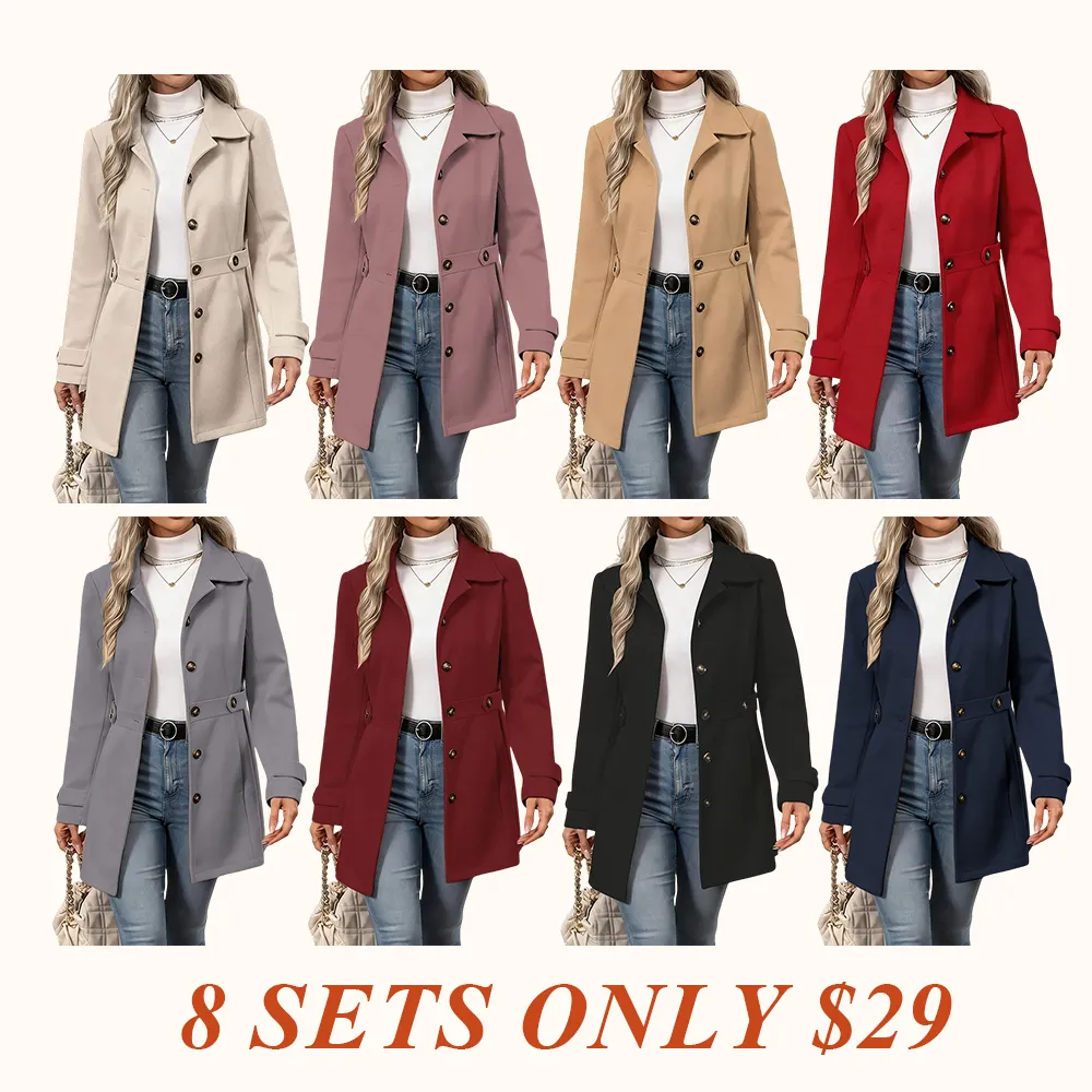 Women's Elegant Overcoat Notched Shawl Collar Single Breasted Outerwear Winter Long Coat