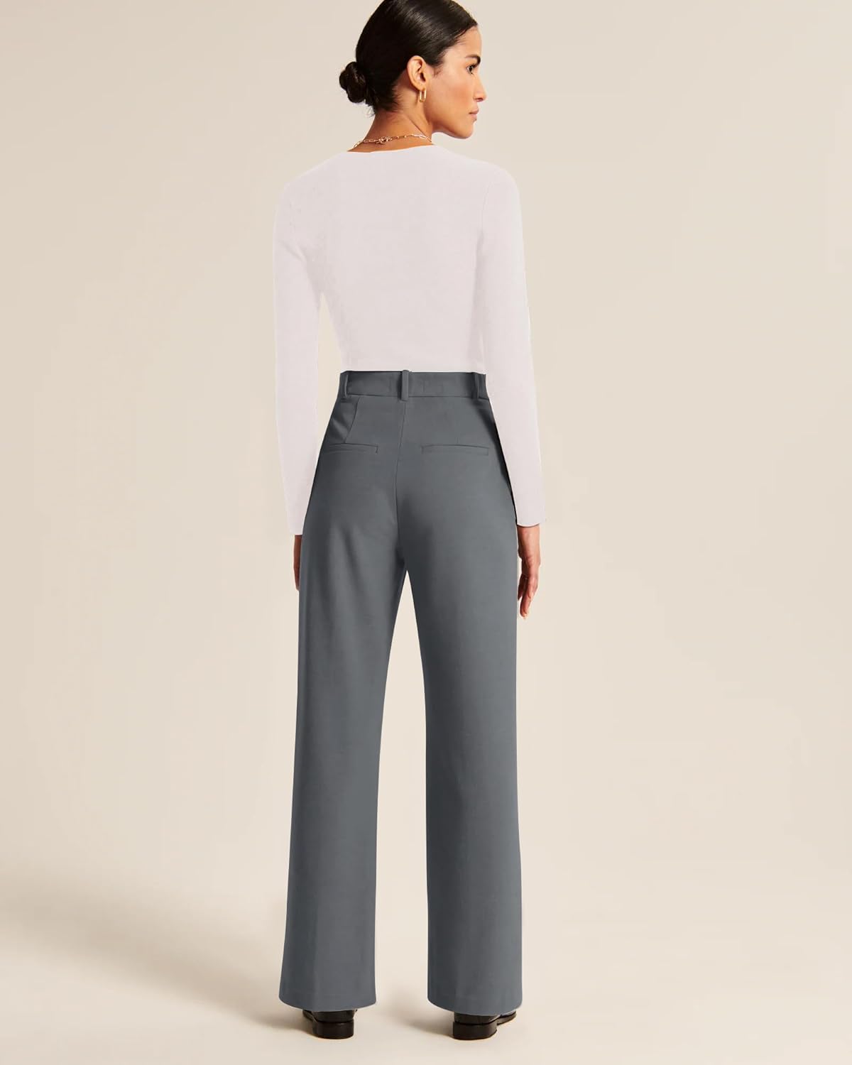 High-Waisted Work Pants for Women – Business Casual Office Trousers with Pockets