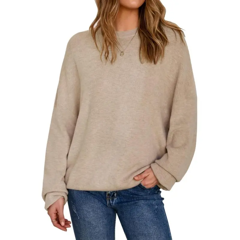 Women's Wool Blend Oversized Sweaters Crewneck Casual Fall Outfits Fashion Tops