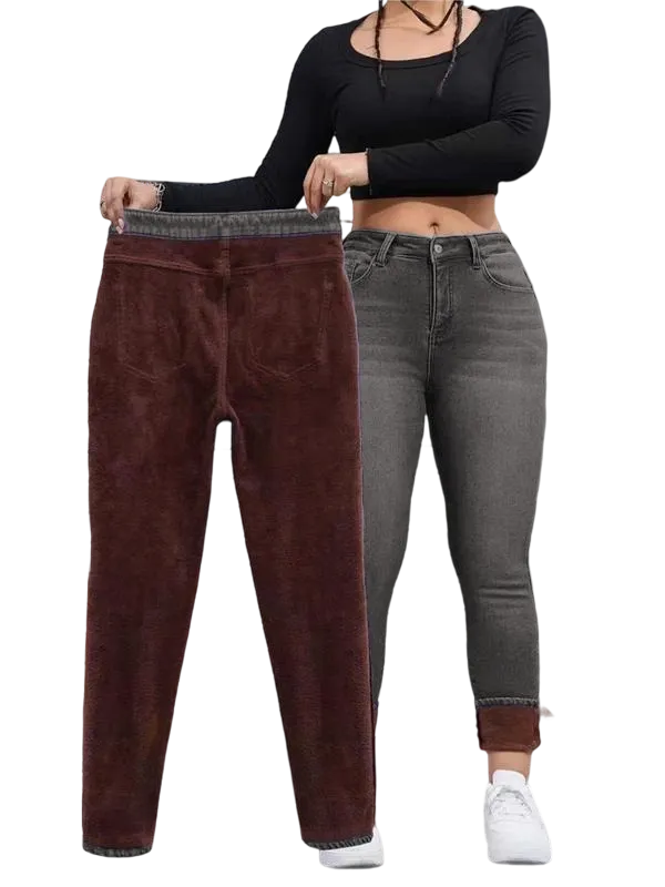 Women's Autumn/Winter Fleece-Lined Jeans