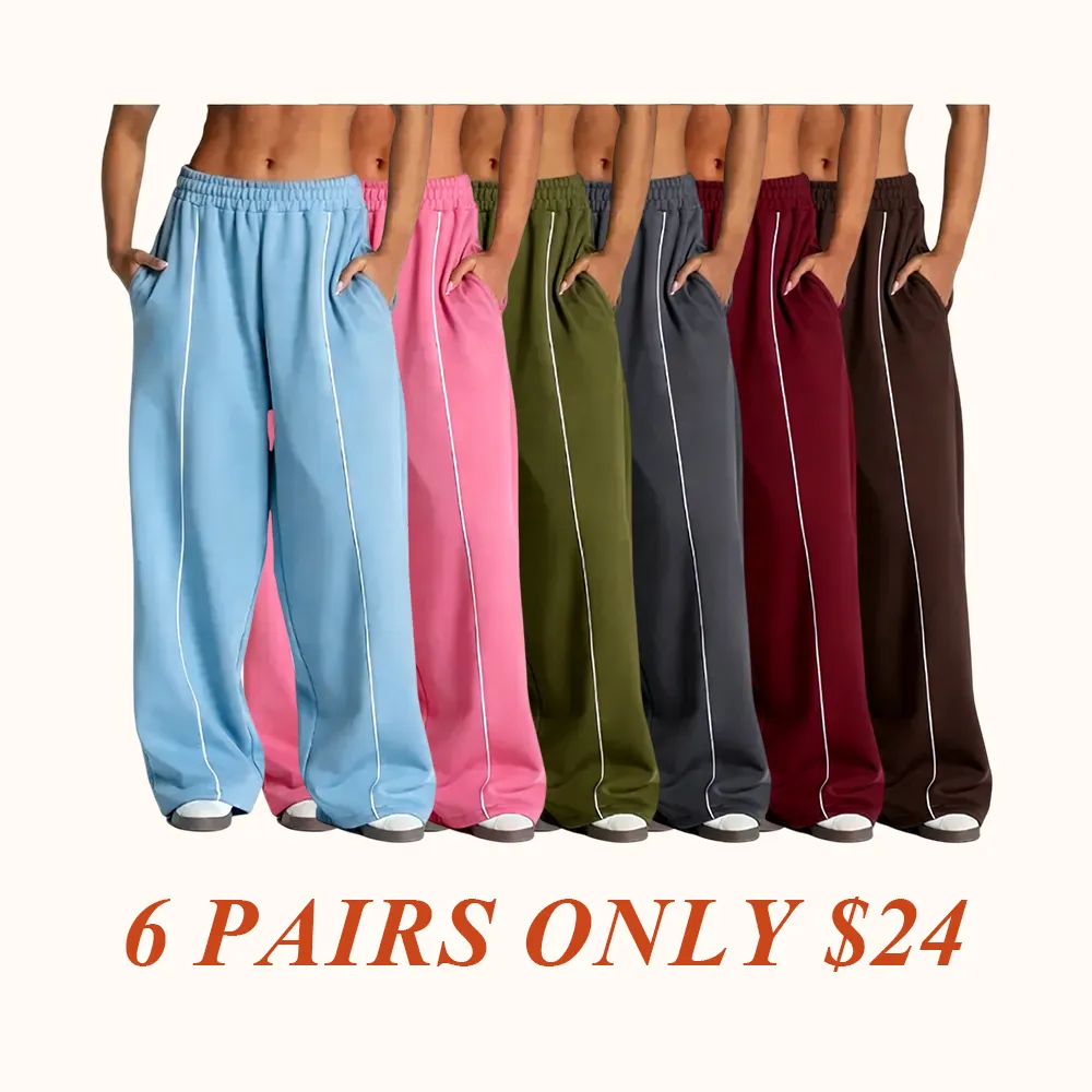 Womens Workout Straight Yoga Pants for Girls High Waist Wide Leg Sweatpants with Pockets Fashion Stretch Lounge Comfy Joggers Gym Pants