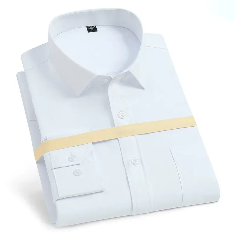 Men'S Long Sleeve Business Solid Color Cotton Breathable Shirt