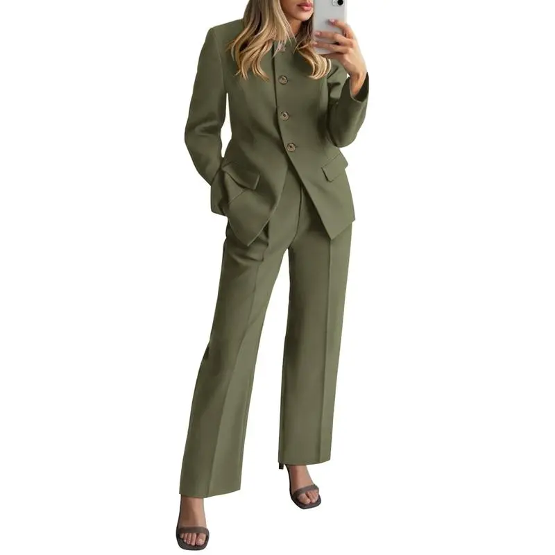 Two-Piece Set for Women Fall Fashion Business Casual Long Sleeve Blazer Jackets
