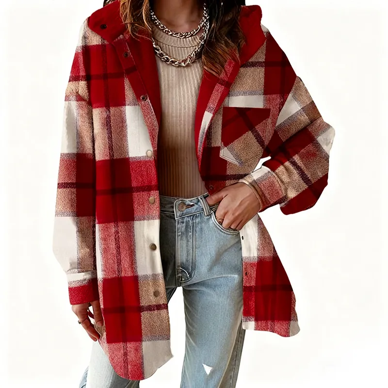 Women's Flannel Hooded Plaid