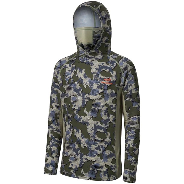 UPF 50+ Long Sleeve Camo Hoodie for Hunting with Mask