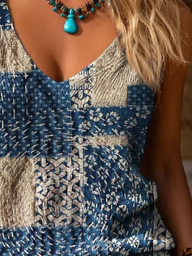 Women'S Casual Sleeveless Printed Knit Vest