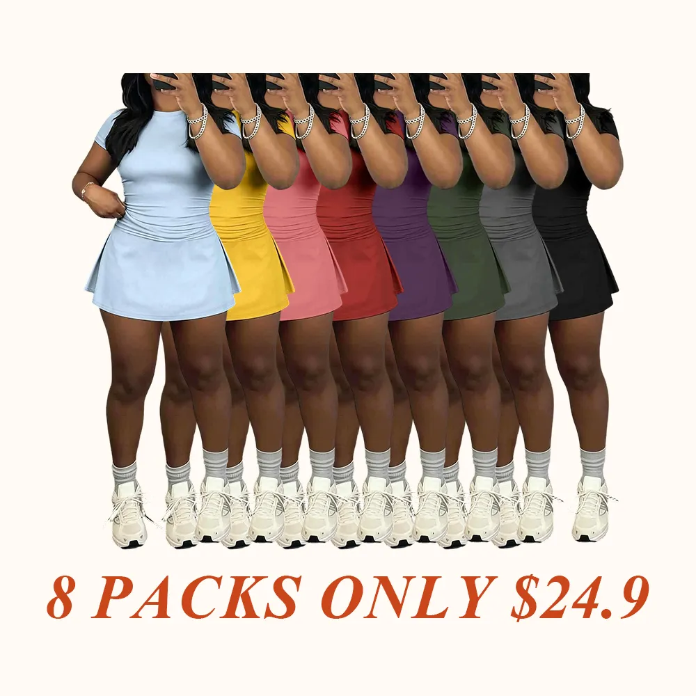 Women's Short Sleeve Casual Sporty Set, 2-Piece Women's Fashionable Daily Wear & Active Lifestyle Clothing