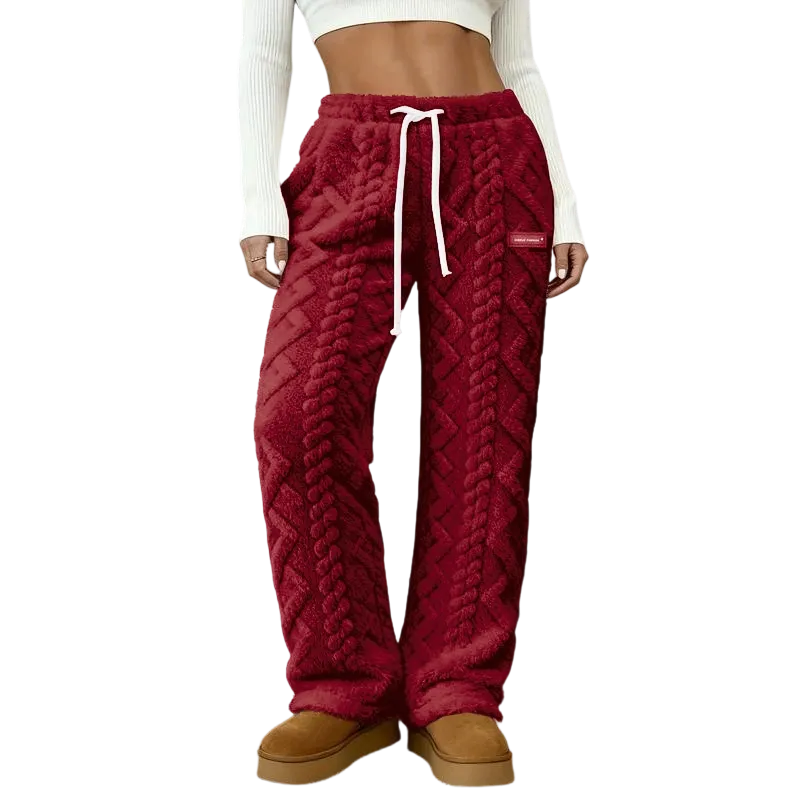 Women's fleece sweatpants, cable knit trousers
