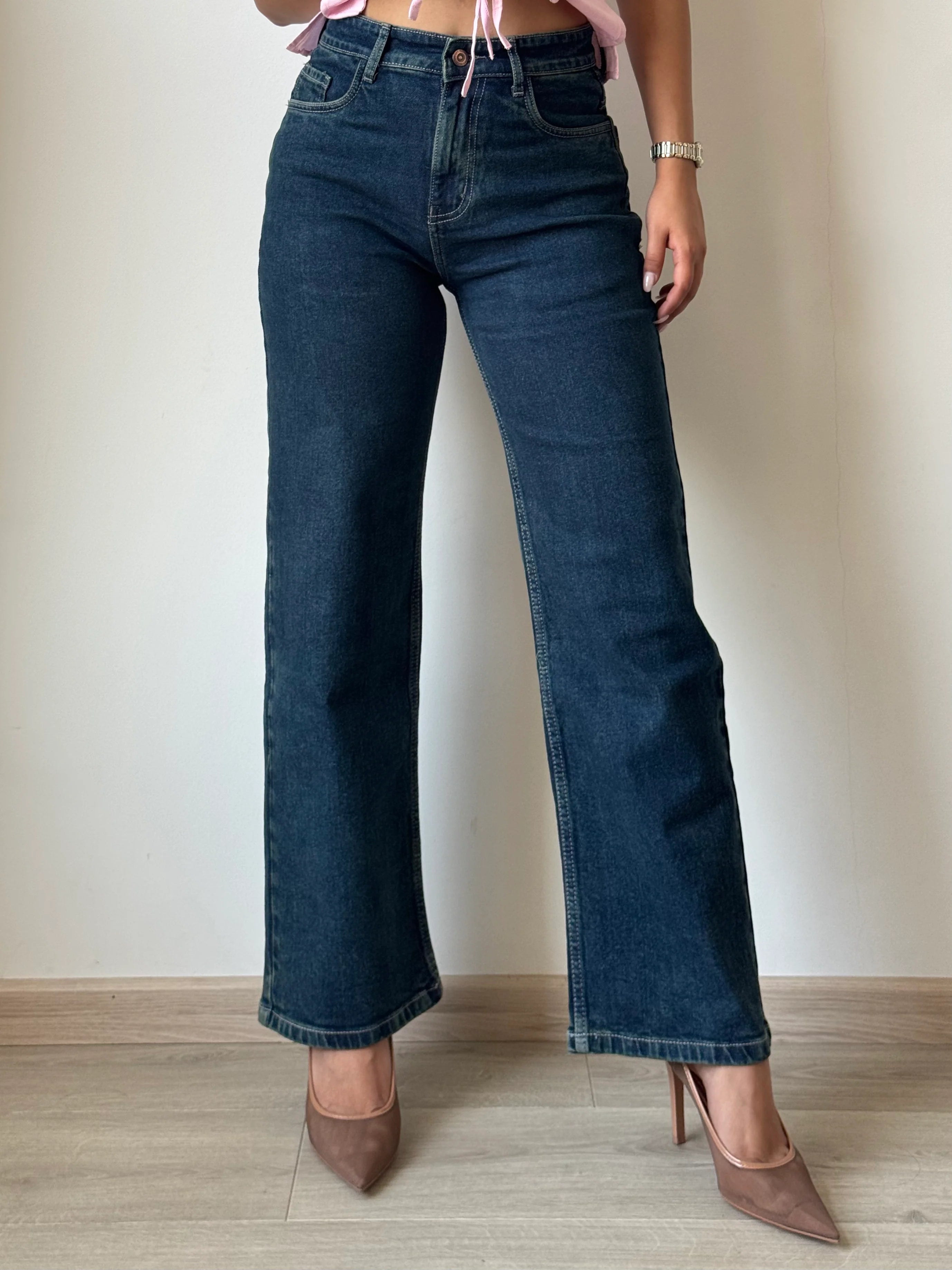 Cosmic Blue Dad Fit Straight Jeans