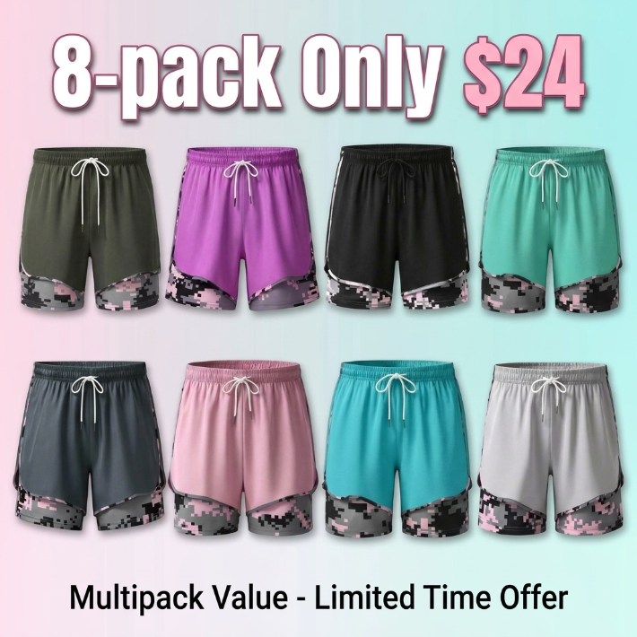 🔥Best Sale!!🔥Women’s 2-in-1 Athletic Running Shorts – Built-In Liner Active Workout Shorts