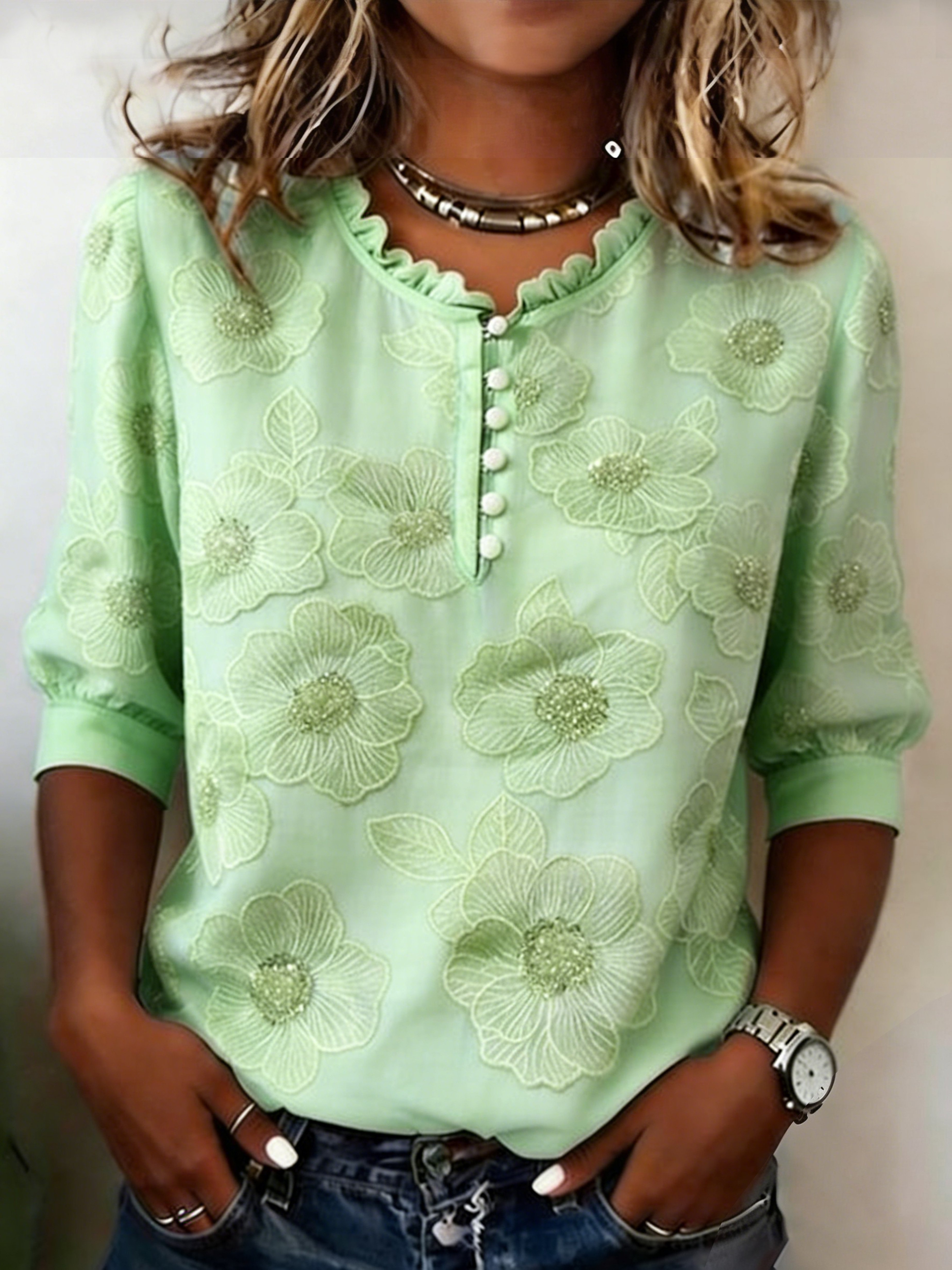 Women's elegant floral print top- Fast Shipping