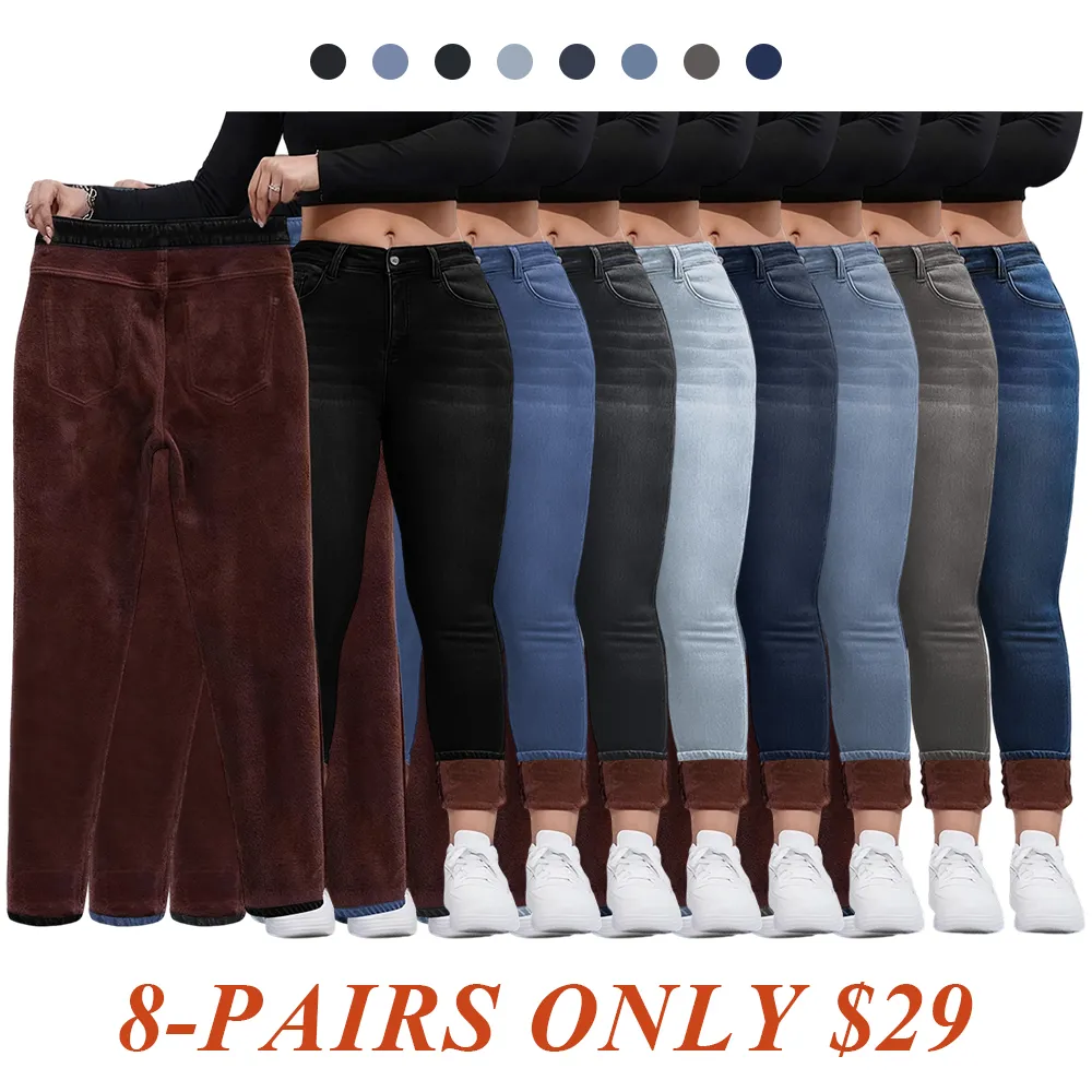 Women's Fall Winter Fleece Lined Denim Jeans
