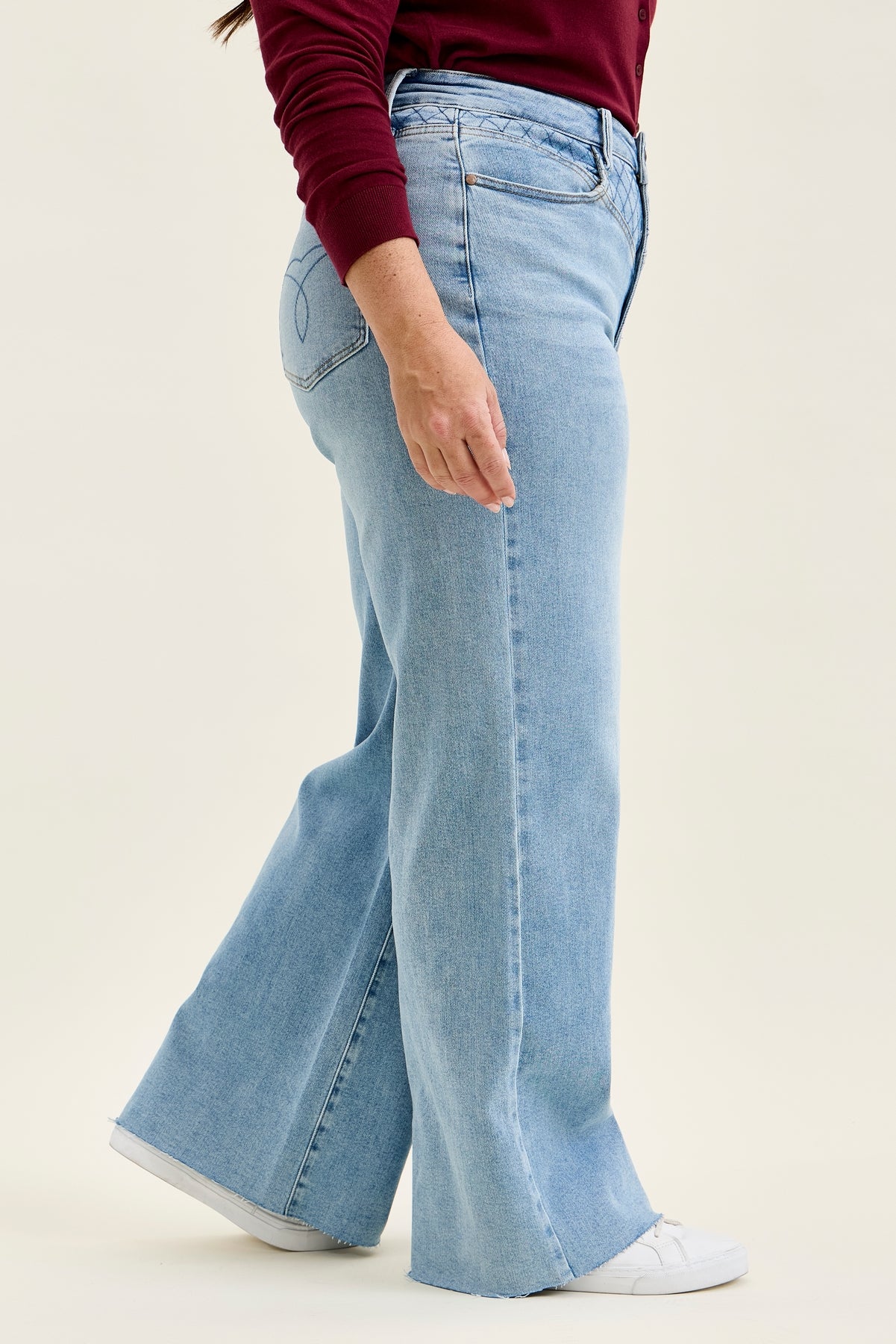 Lux Quilted Blue Retro Wide Leg - PLUS