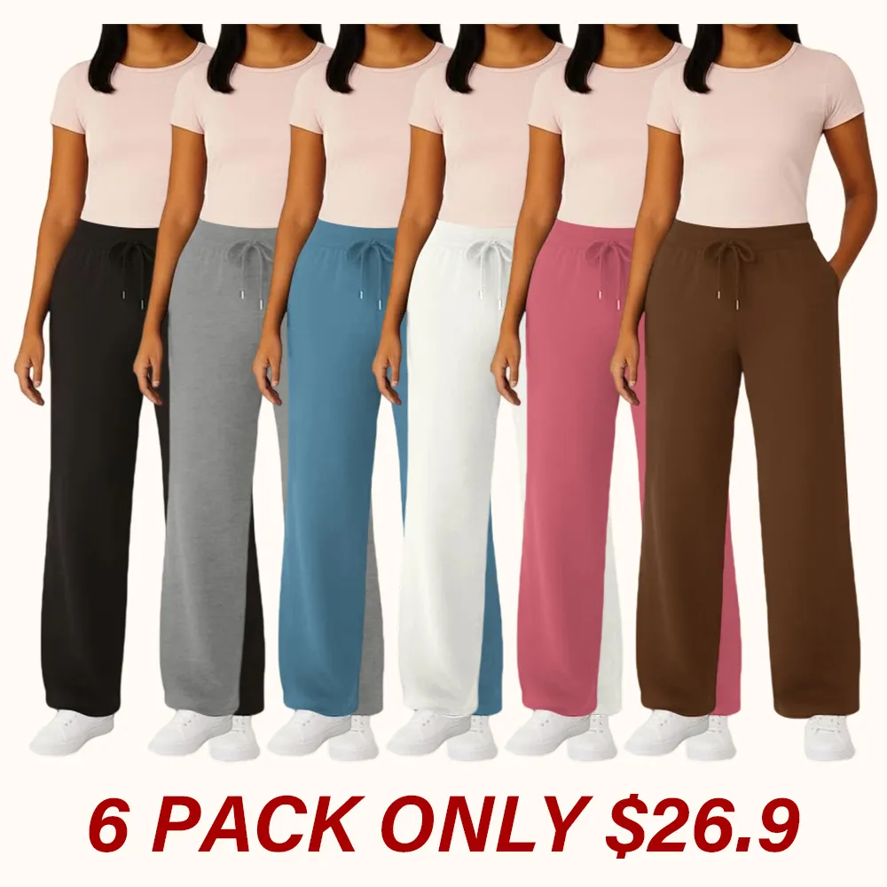Women's multi-piece thickened wide-leg fleece sweatpants