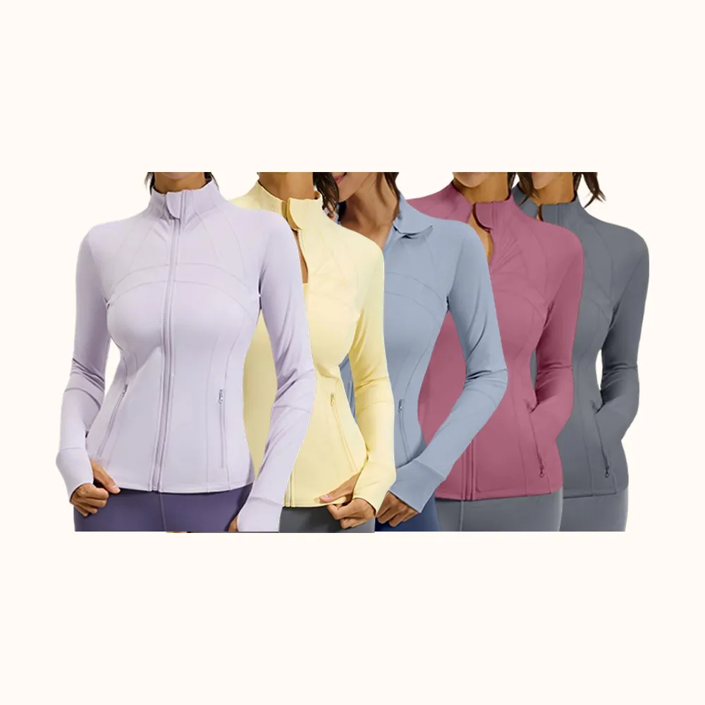 Women's Full Zip Athletic Jacket Slim Fit Long Sleeve Workout Top