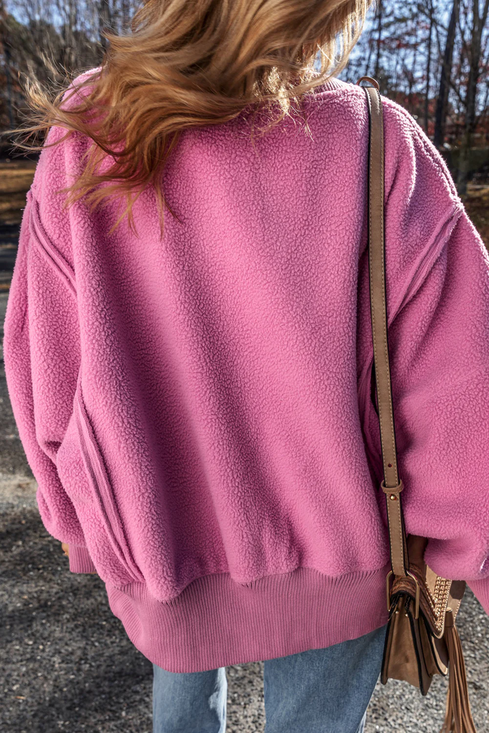 Bright Sherpa Seamed Drop Shoulder Oversized Sweatshirt