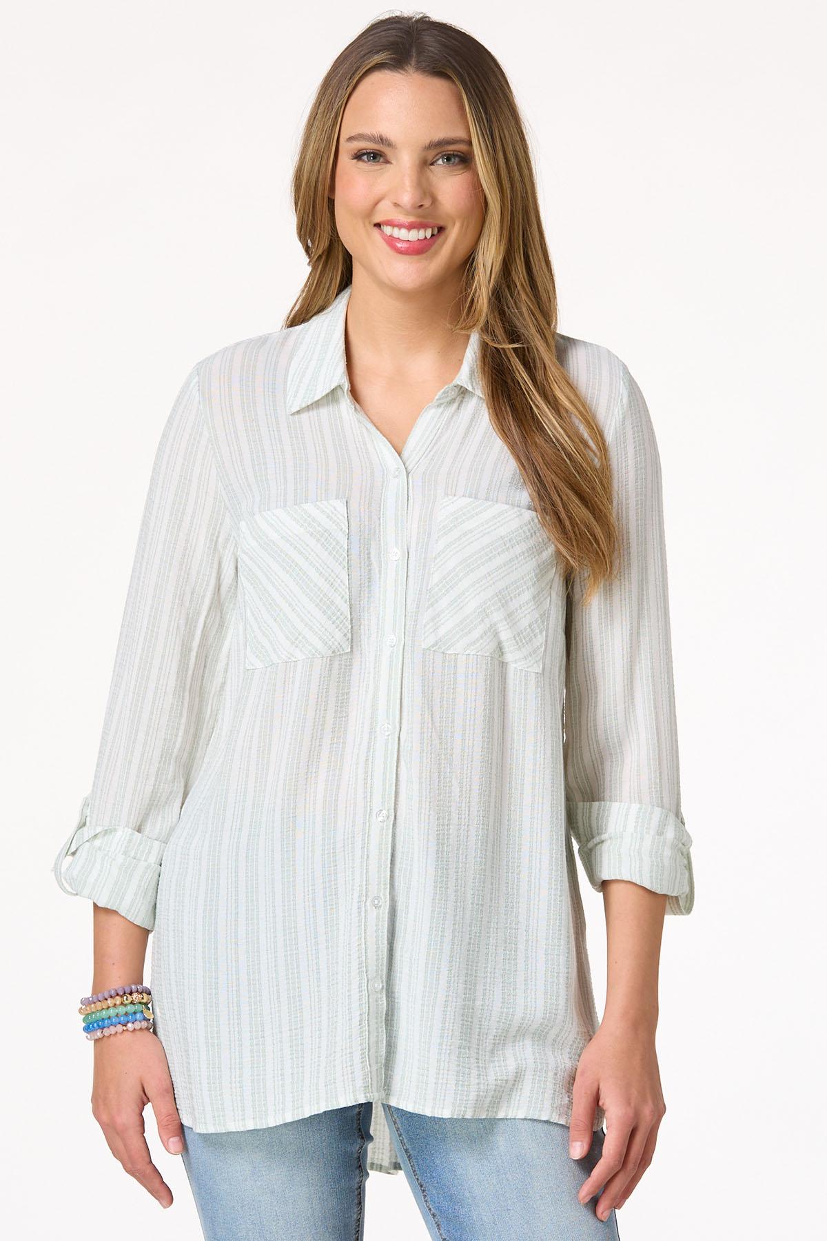 Textured Green Stripe Tunic