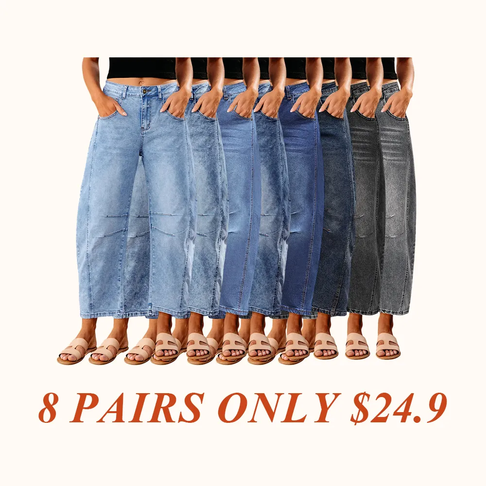 Barrel Jeans for Women Trendy High Waisted Wide Leg Baggy