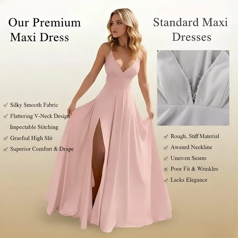 2026 Spring New Arrivals: Women's Strappy Dress—A Stylish, Sexy, Solid-Color Dress with a Slit