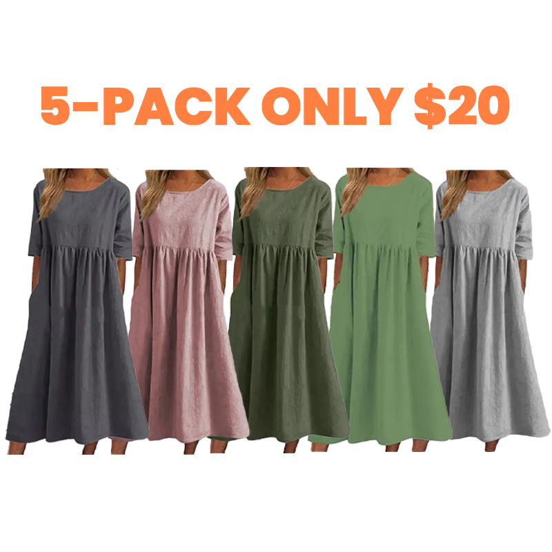 🔥9 Packs $27 - Women's Summer New Cotton and Linen Dress