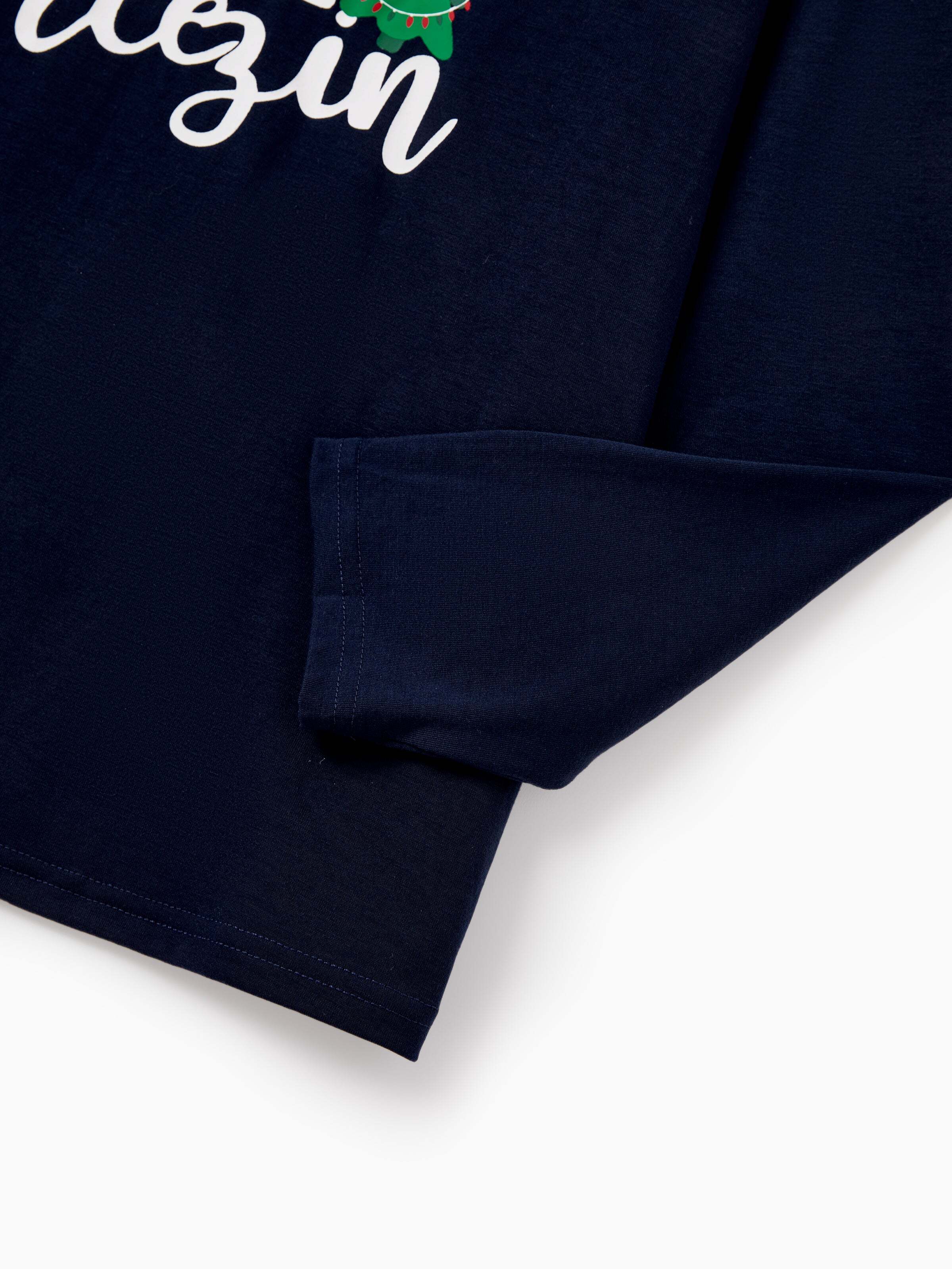 Christmas Matching Family Pajamas Set Glow In The Dark Santa Claus Dark Blue PJS with Christmas Socks Deep Blue