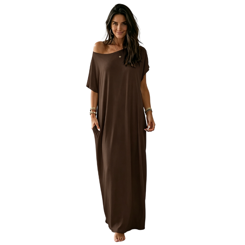 Women's Solid Color Batwing Sleeve Lounge Dress