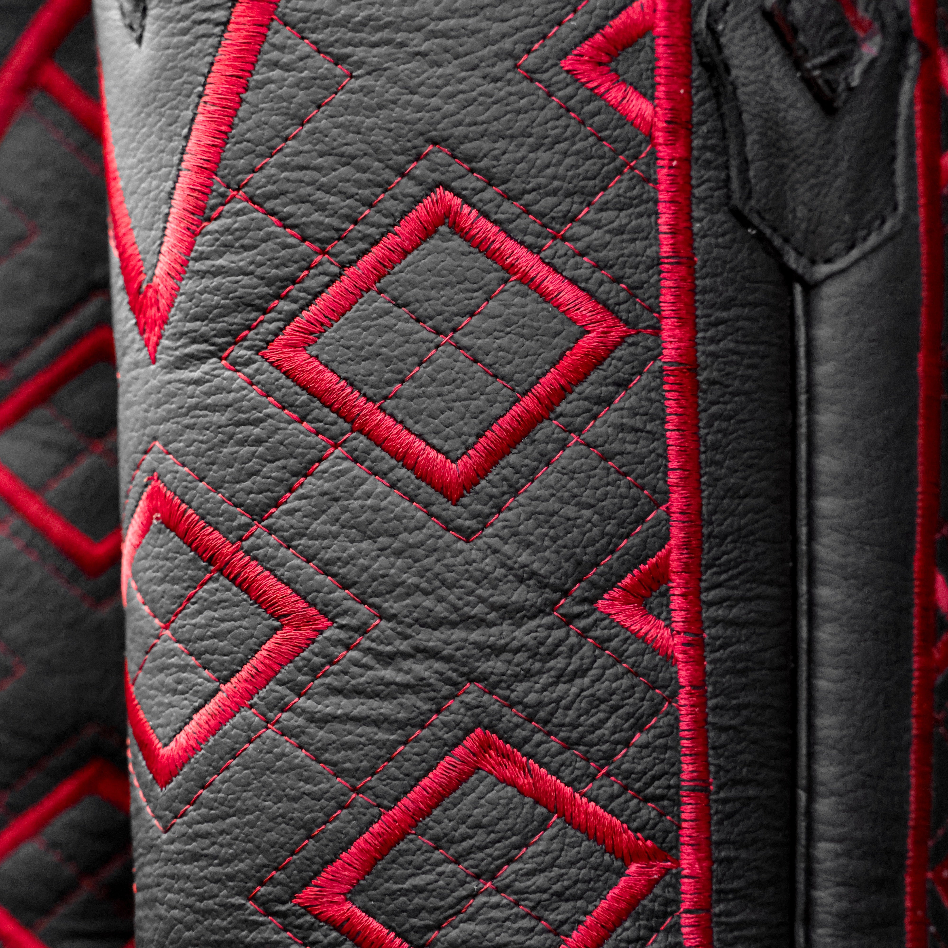 Black Cherry Pirarucu Leather Boots - Square Toe