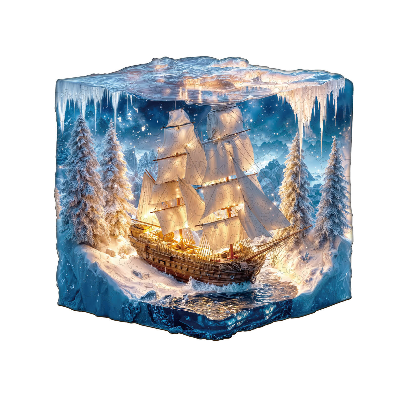 Frozen Pirate Ship Wooden Jigsaw Puzzle