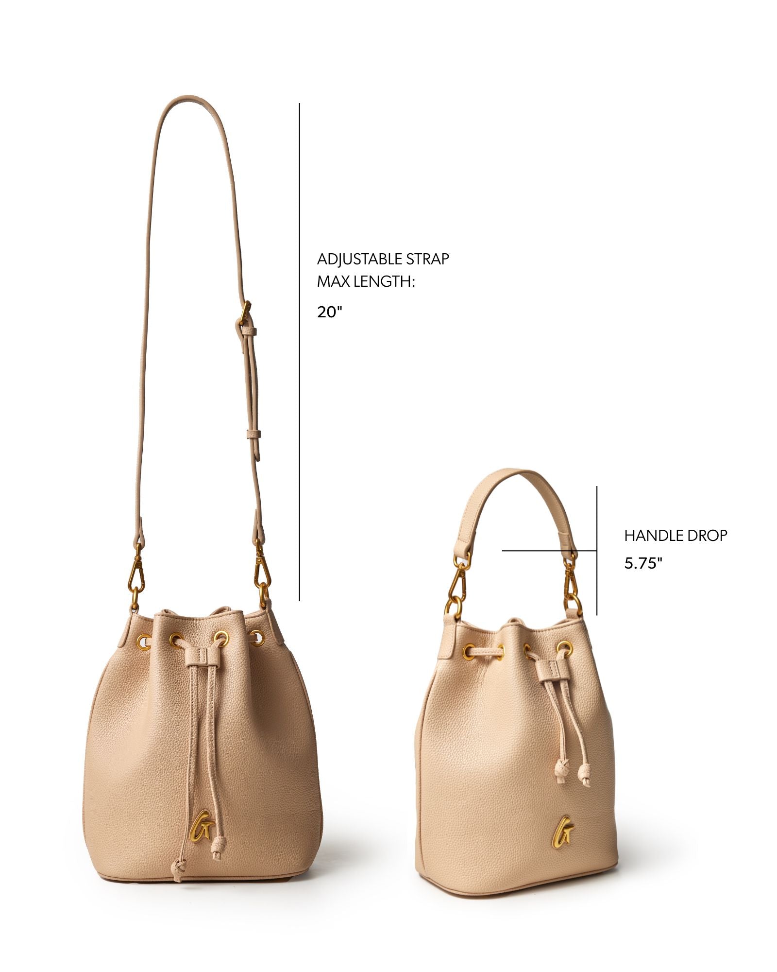 MEDIUM PEBBLE BUCKET BAG - NUDE