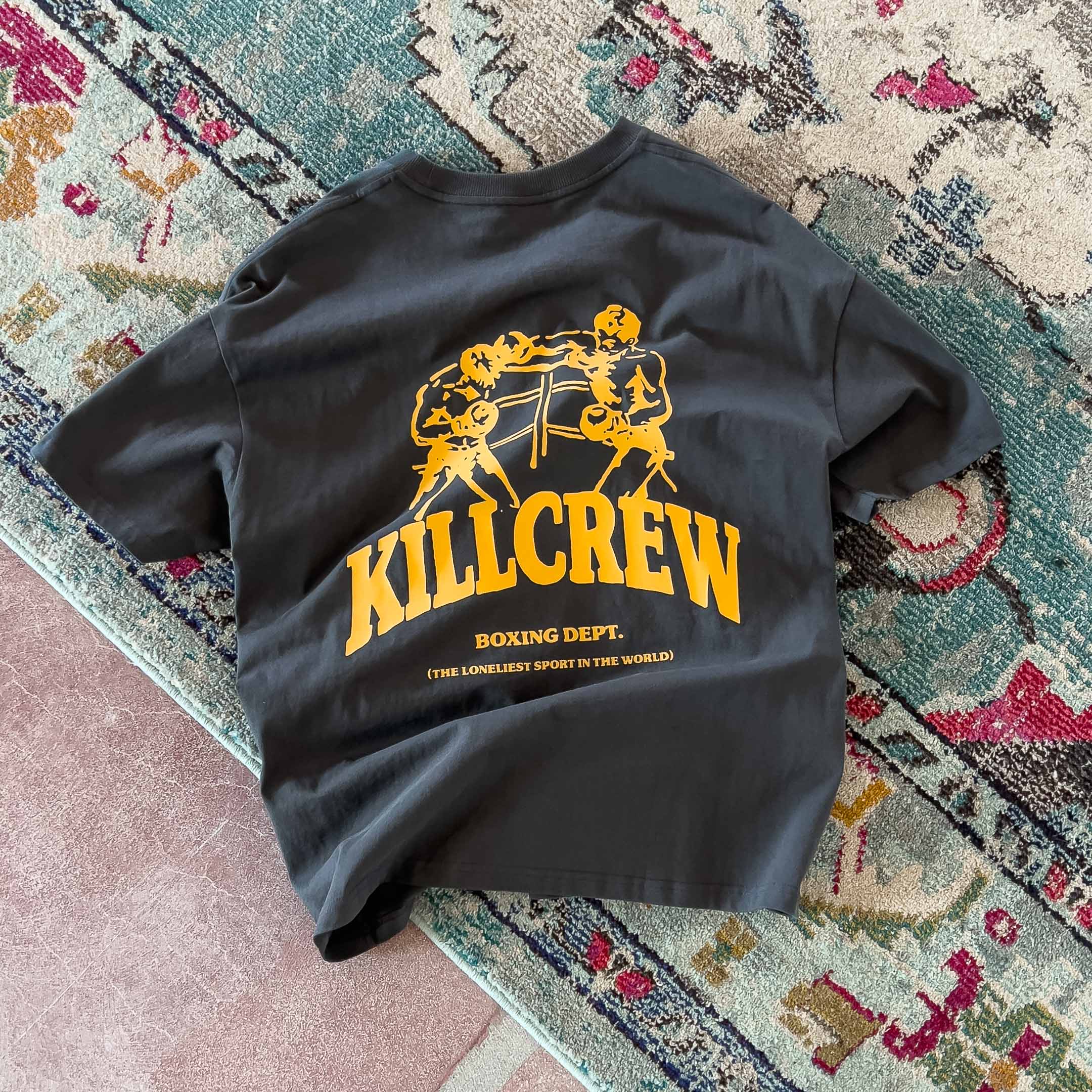 RELAXED FIT NATURAL COTTON BOXING DEPARTMENT T-SHIRT - GREY / GOLD