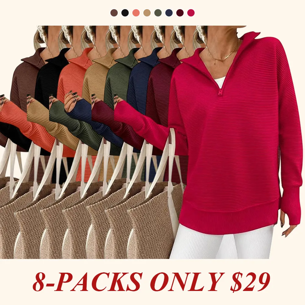 Women's Long Sleeve Quarter Zip Pullover Sweater