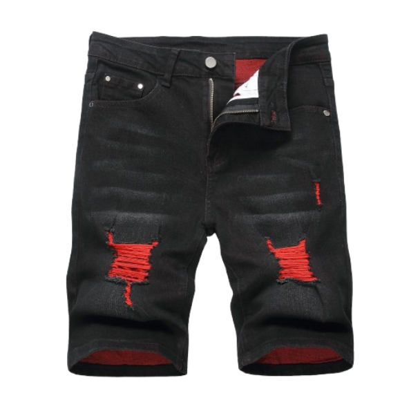 Men's Slim Fit Stretch Denim Shorts Ripped Skinny Jean Shorts for