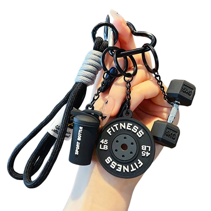 Creative Mini Gym Barbell Plate Keychain