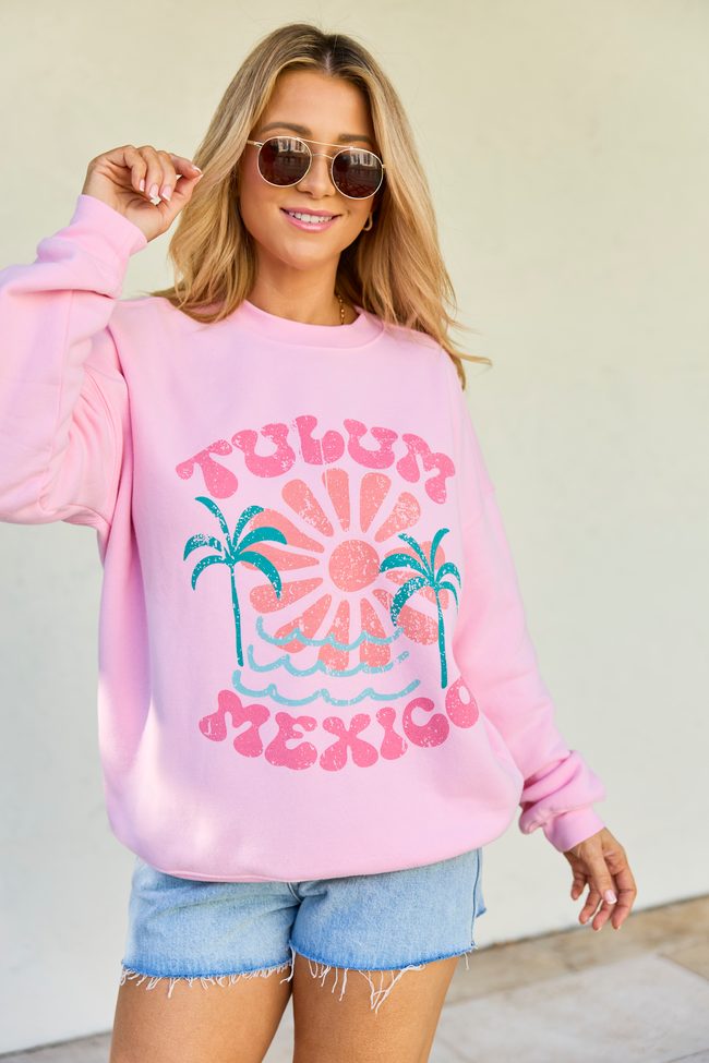 Tulum Mexico Light Pink Graphic Sweatshirt