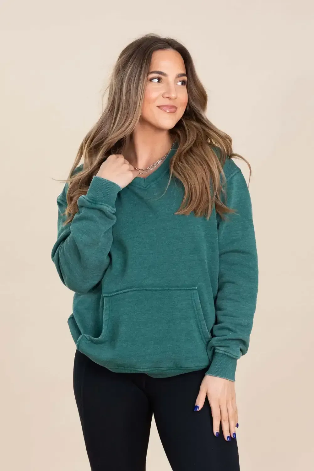 🔥Your Favorite Is Back! Pigment Dyed Cozy Campfire V-Neck Sweatshirt