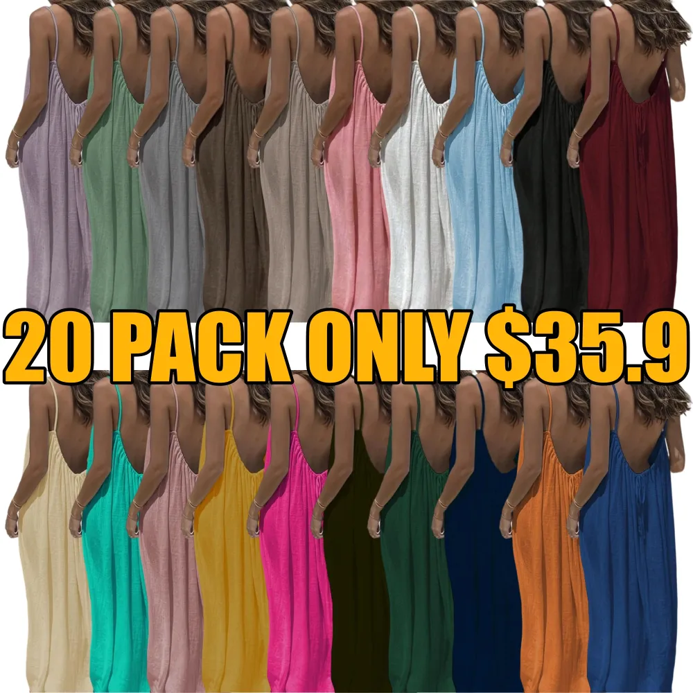 Women's Solid Color Backless Cami Dress