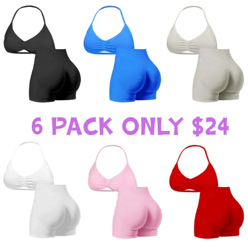 New Women's Sporty Yoga Set, High-Waist Tight-Fitting Shorts and Tank Top