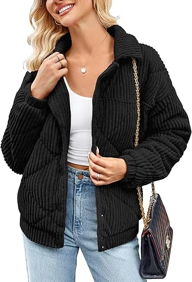 Women's Bomber Jacket With Zip Up Long Sleeve Coat