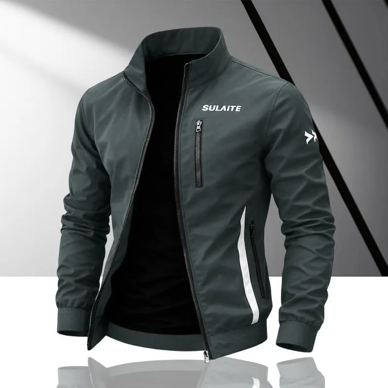 Men's spliced contrasting letter racing jacket,