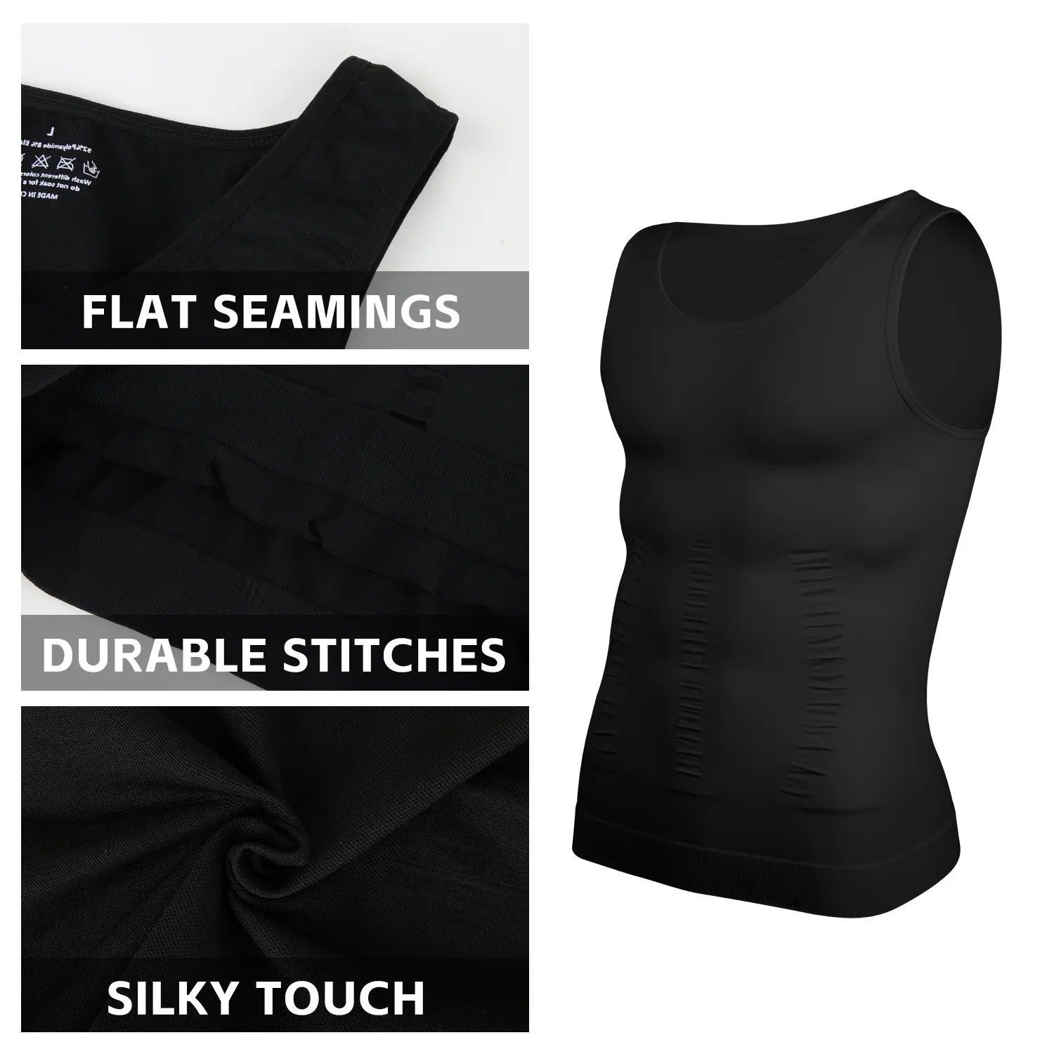 Menswear Compression Shirt Tummy Control Workout Tank Tops Shapewear Body Shaper Breathable Elastic Lightweight Soft Stretchy Shirt Suits Fabric Clothes Athletic Activewear