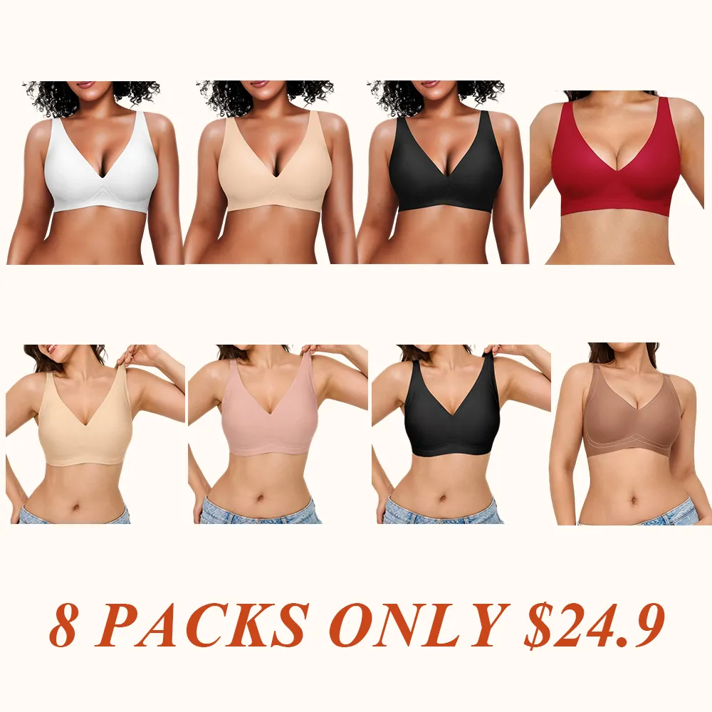 Jelly Wireless Womens Comfortable Wireless Bras Push Up Bralettes Seamless Tshirts Bras Deep V Everyday Bras