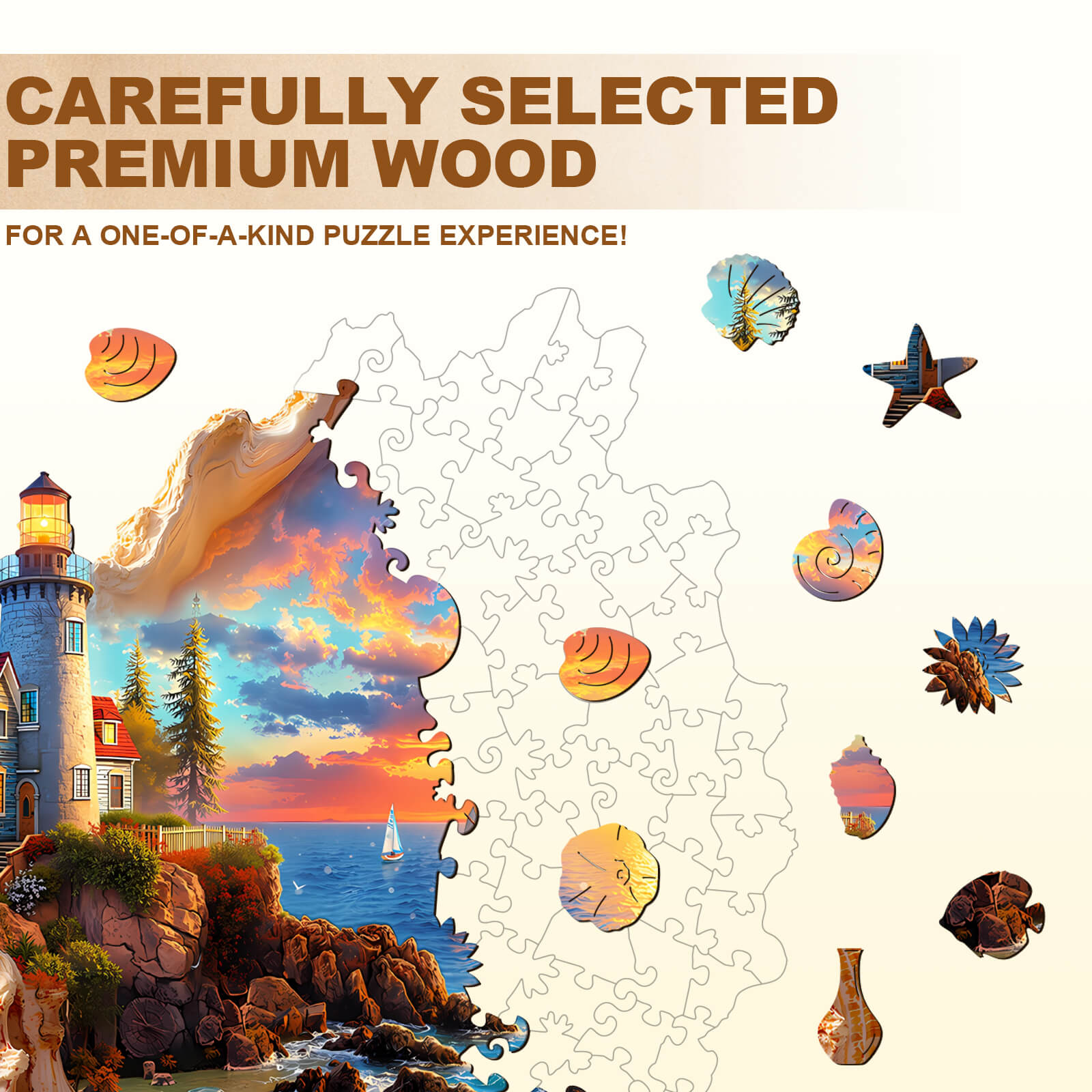 Sunset by the seaside Wooden Jigsaw Puzzle